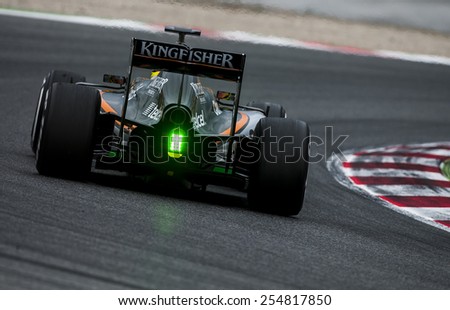 BARCELONA - FEBRUARY 21: Wehrler of Force India at third day of Formula One Test Days at Catalunya Circuit on February 21, 2015 in Barcelona, Spain.