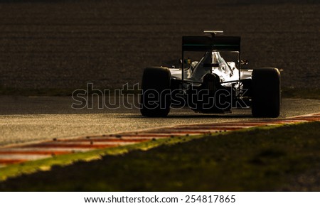 BARCELONA - FEBRUARY 21: Lewis Hamilton of Mercedes at third day of Formula One Test Days at Catalunya Circuit on February 21, 2015 in Barcelona, Spain.