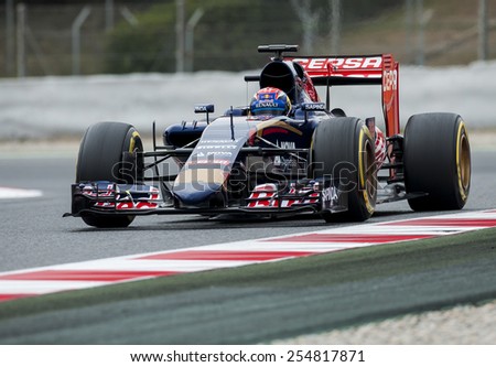 BARCELONA - FEBRUARY 21: Max Verstappen of Toro Rosso at third day of Formula One Test Days at Catalunya Circuit on February 21, 2015 in Barcelona, Spain.