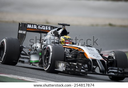 BARCELONA - FEBRUARY 21: Wehrler of Force India at third day of Formula One Test Days at Catalunya Circuit on February 21, 2015 in Barcelona, Spain.