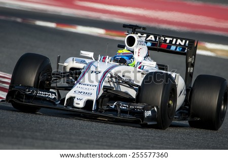 BARCELONA - FEBRUARY 20: Felipe Massa of Williams at second day of Formula One Test Days at Catalunya Circuit on February 20, 2015 in Barcelona, Spain.