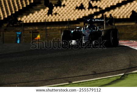 BARCELONA - FEBRUARY 22: Nico Rosberg of Mercedes at fourth day of Formula One Test Days at Catalunya Circuit on February 22, 2015 in Barcelona, Spain.