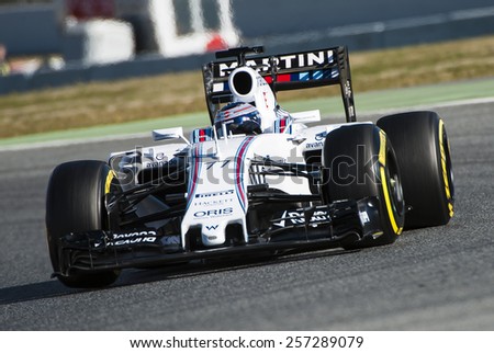 BARCELONA - FEBRUARY 27: Valteri Bottas of Williams at second day of Formula One Test Days at Catalunya Circuit on February 27, 2015 in Barcelona, Spain.