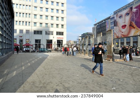 BERLIN - FEB 09 The pedestrian area in Berlin city center on February 09.2014 in Germany