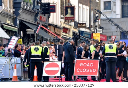 LONDON - MAY 17:  An English film crew at work in London on May 17.2014 in UK