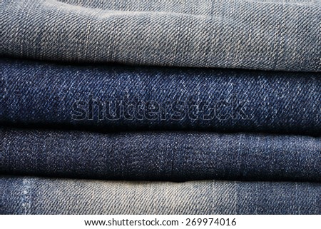 close up of jeans pile.