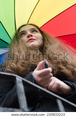 Girl with color palette umbrella
