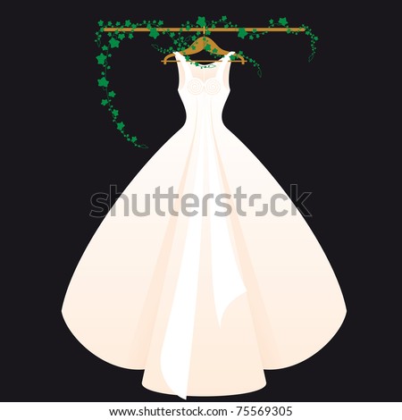 stock vector Wedding Dress pink with black background