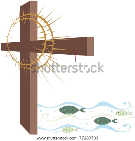 Cross, crown with thorns and fish are some of the symbols of the Christian religion.