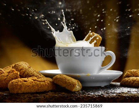 steaming hot milk and cookies