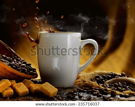 coffee steaming hot