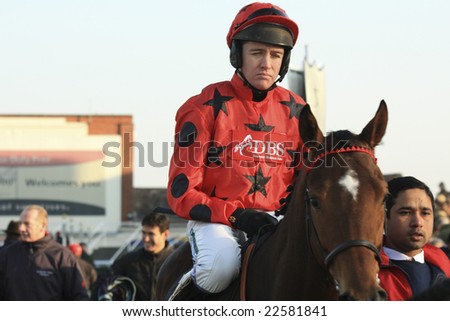 NEWBURY, BERKS, DEC 29 2008, Jockey Barry Geraghty and Higgy\'s Boy go out to win at the Challow Hurdle Day, Newbury Racecourse, UK