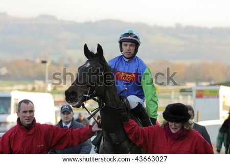 CHELTENHAM, GLOUCS: Jockey Timmy Murphy takes first place on Seven is My Number in the third race at Cheltenham Racecourse  January 1, 2010 in Cheltenham, Gloucestershire