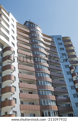Pyatigorsk, Russia - August 14, 2014: The new modern multi-story building waits for residents