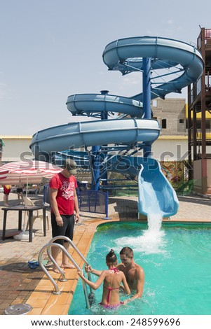 Pyatigorsk, Russia - August 8, 2014: Coming out of the pool people in the water park