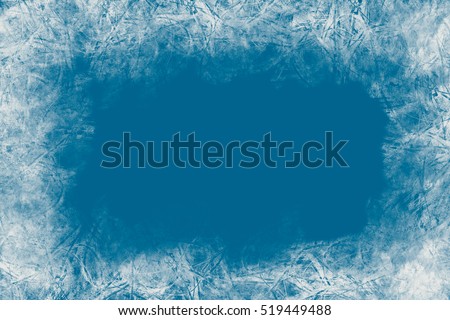 Christmas blue background with frozen pattern.Empty space for text,poscards.