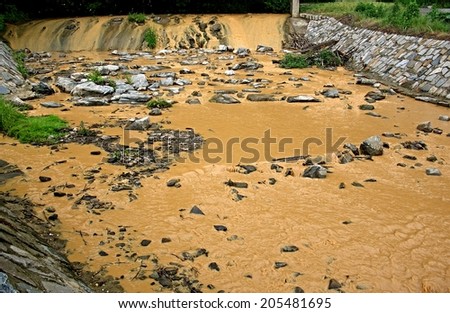 Brown water in river