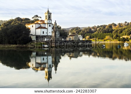 Church and bay in the Spanish town of Niembro (Llanes-Asturias)