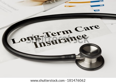 Long-term care insurance information form and stethoscope.