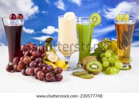 Fruits, vegetables, fruit juices, vegetable juices, healthy food