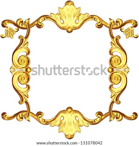 3d gold frame on a white background