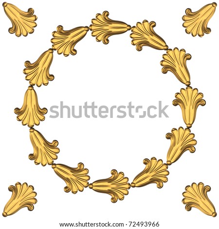 the 3d round art frame is made of gold leaves