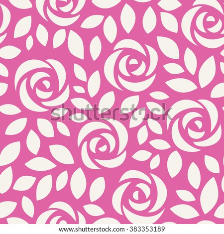 Abstract seamless pattern with roses. Floral wallpaper with cute flowers and leaves