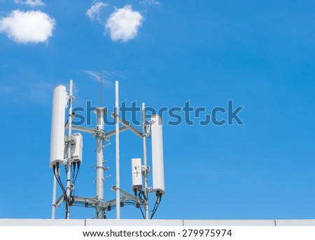 Cellular tower in the blue sky
