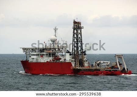 marine research vessel-scout oil fields with a small rig