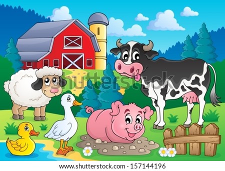 Farm animals theme image 3 eps10 vector illustration Farm animals theme image 3 eps10 vector illustration