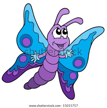 stock vector Cute blue and purple butterfly vector illustration