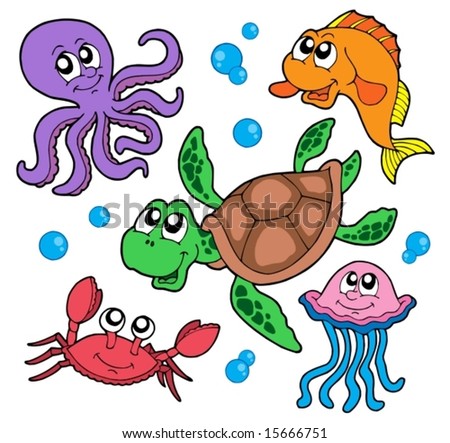 ocean animals clip art. stock vector : Marine animals
