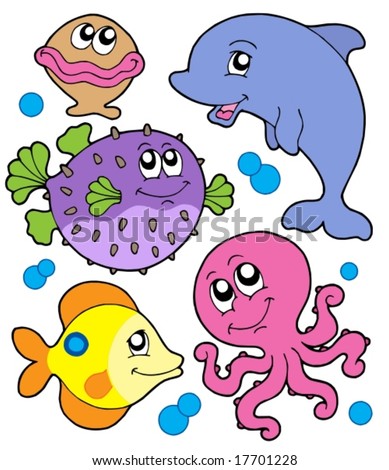 ocean animals clip art. stock vector : Cute marine