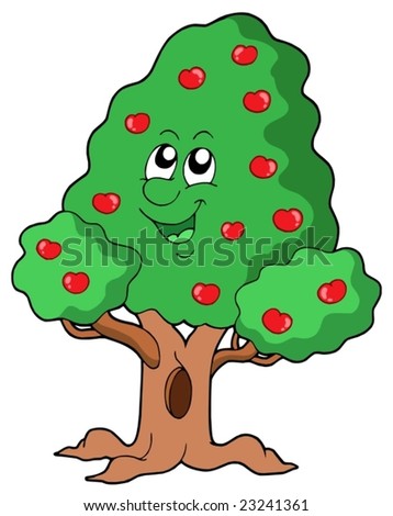 Tree Vector on Cute Apple Tree   Vector Illustration    Stock Vector