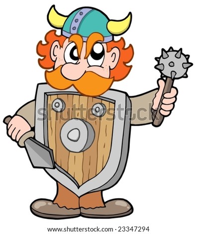 stock vector Angry viking warrior vector illustration