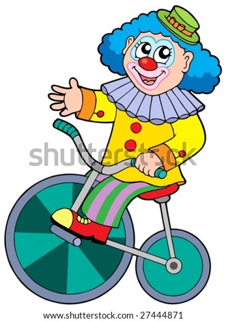 bike riding cartoon. Cartoon Clown Riding Bicycle