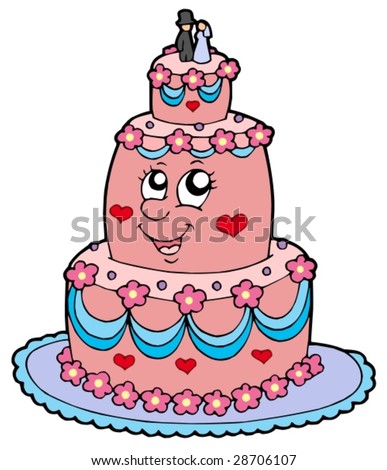 Cartoon Wedding Cake - Vector Illustration. - 28706107 : Shutterstock