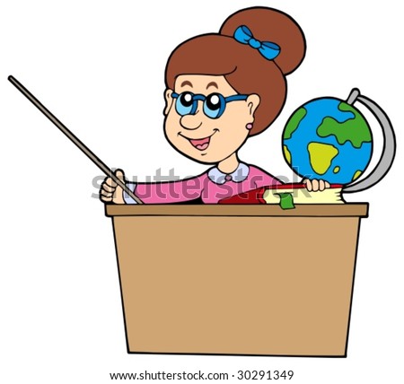 Teacher Desk on Stock Vector Teacher Behind The Desk Vector Illustration