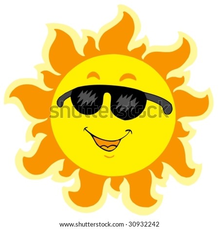 clip art sun with sunglasses. stock vector : Cute summer Sun