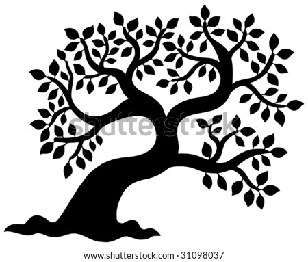 oak tree silhouette clip art. stock vector : Leafy tree