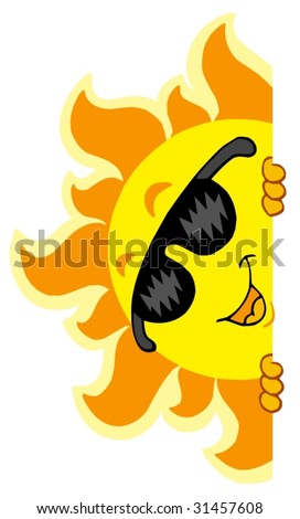 clip art sun with sunglasses. stock vector : Lurking Sun