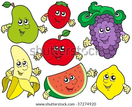 fruit and vegetables cartoon. stock vector : Cartoon fruits
