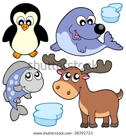 stock vector : Cute winter animals - vector illustration.