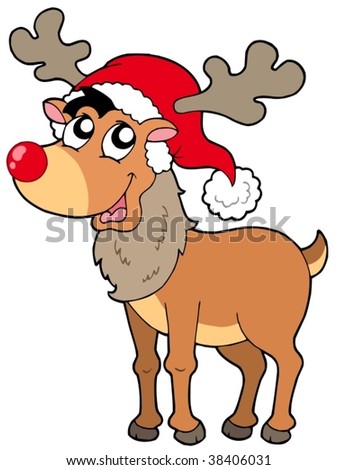 cartoon images of christmas. stock vector : Cartoon Christmas reindeer - vector illustration.