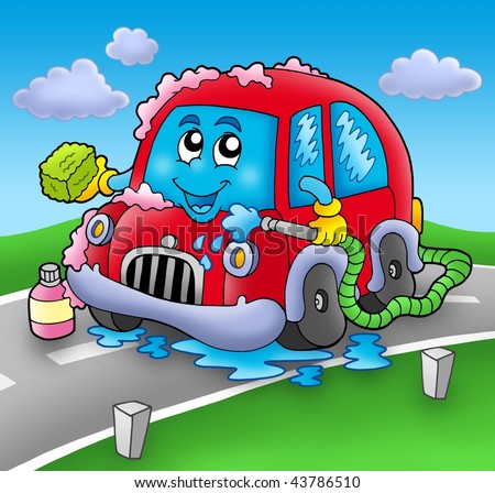 cartoon car wash clip art. stock photo : Cartoon car wash