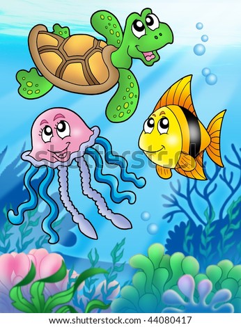 Cut out various fish and other sea creatures and place them throughout the