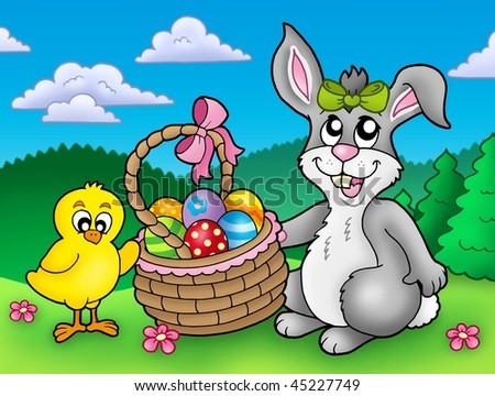 easter bunny pictures to draw. Easter bunny and chicken