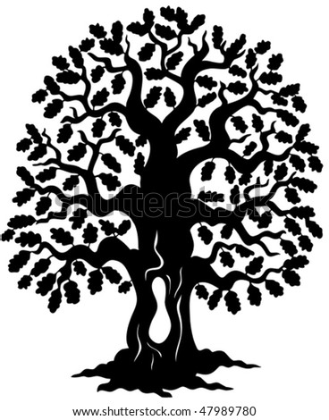 oak tree silhouette clip art. stock vector : Oak tree