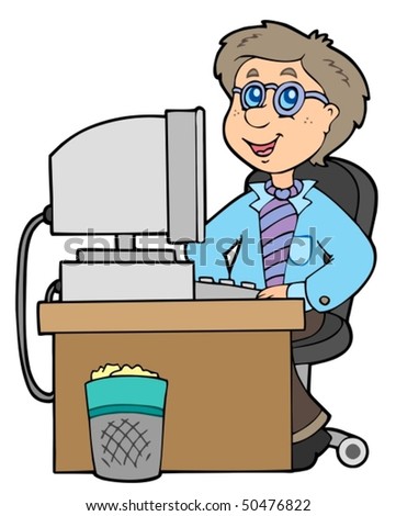 office desk cartoon. stock vector : Cartoon office