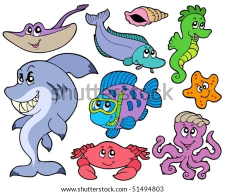 ocean animals underwater. stock vector : Ocean animals